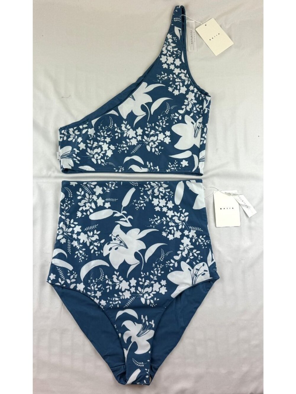 NWT Baiia 2 Piece Swimsuit Reversible US 14 Australia Blue Print Luxury $275